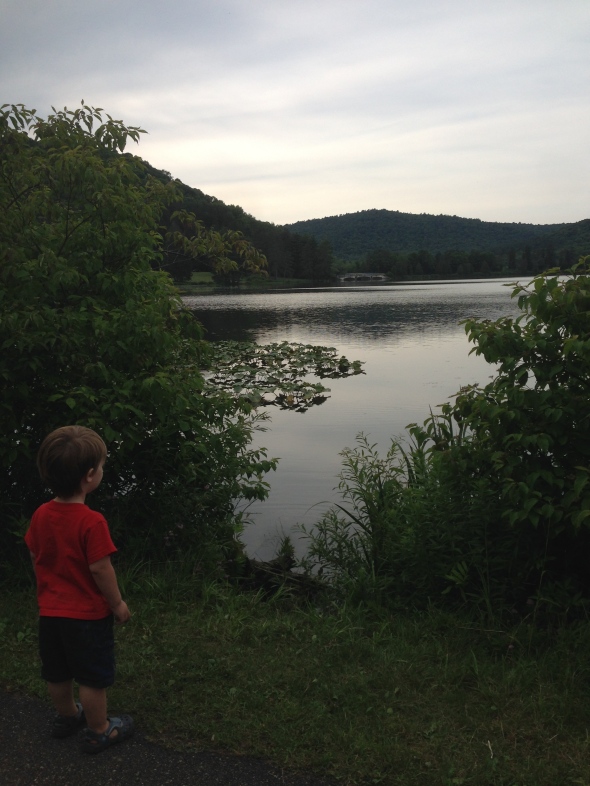 boy and lake